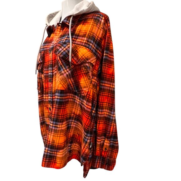 Urban Outfitters Flannel Plaid Hooded Oversized Shirt, XL - Picture 10 of 11